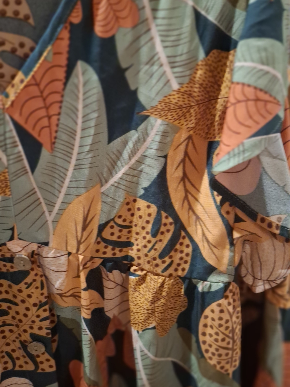 Flutter Sleeve V-Neck Dress in Teal Botanical - Picture 5 of 14